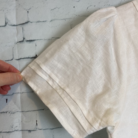 Pampelone Ella White 100% Linen Mini Dress Sz S Fit & Flare Beach Boho Vacation - Picture 8 of 16